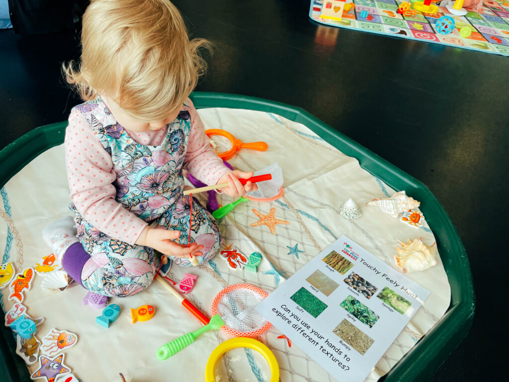 beach play tuff tray at pop up play village