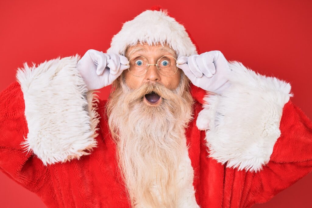 Christmas events Grimsby and Cleethorpes picture of father Christmas with a red background
