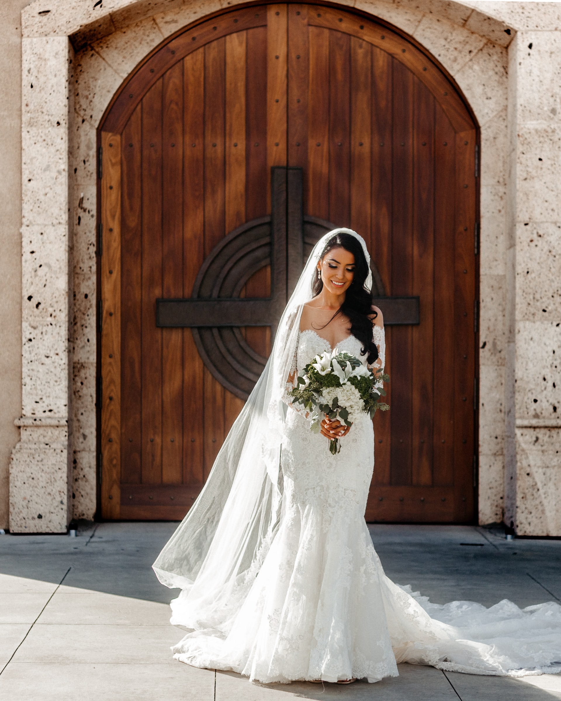 bride outside church