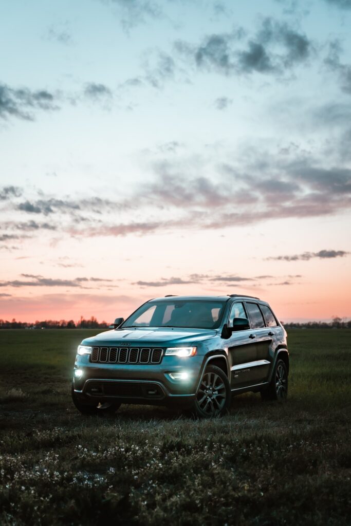 car at sunset