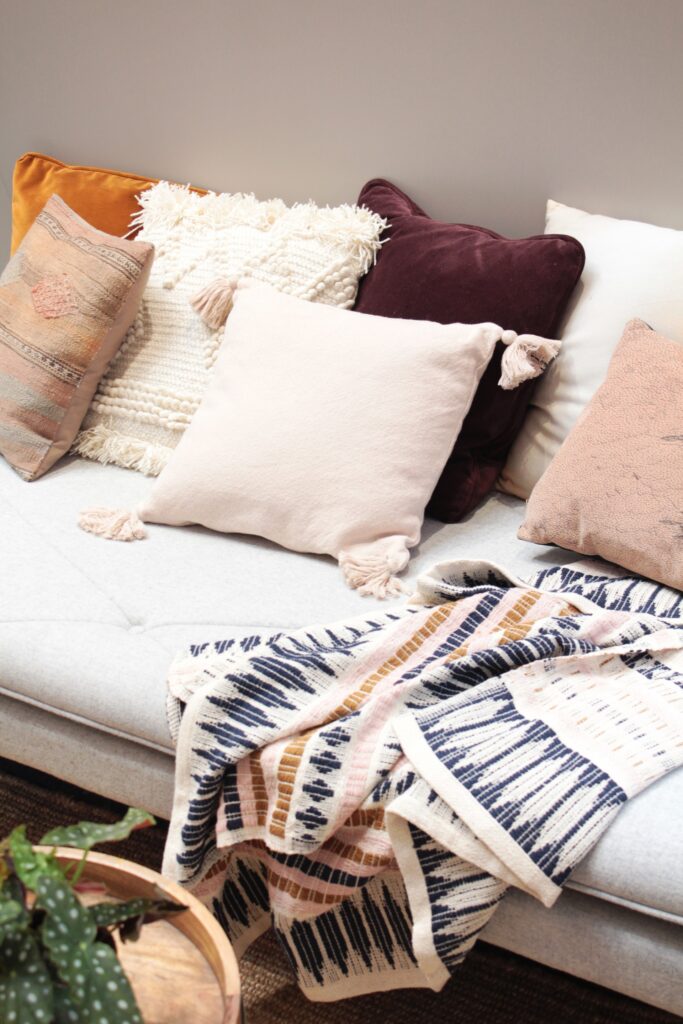throw and cushions