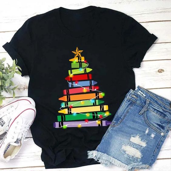 teacher crayon christmas tree star